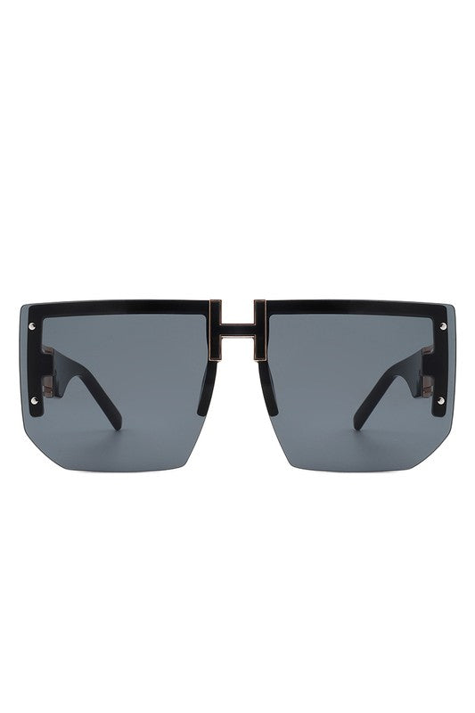 Oversized Square Half Frame Sunglasses