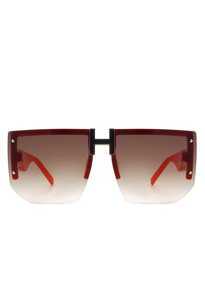 Oversized Square Half Frame Sunglasses