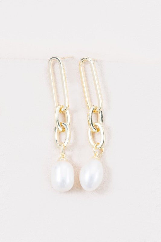 Secured Pearl Drop Earrings