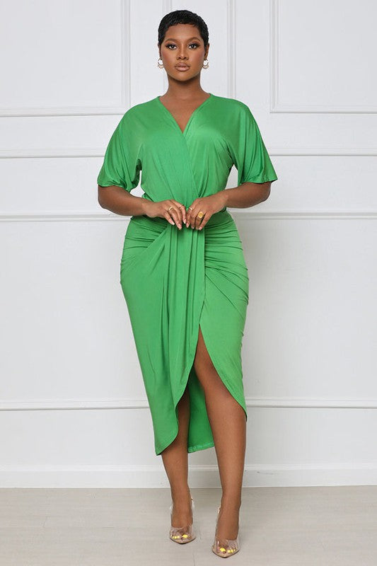 Wrap Style Dress- Green
