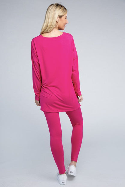 Brushed Microfiber Loungewear Set | Hot Pink