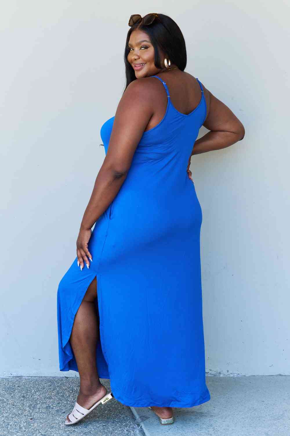 [PLUS] Cami Side Slit Maxi Dress | Royal Blue
