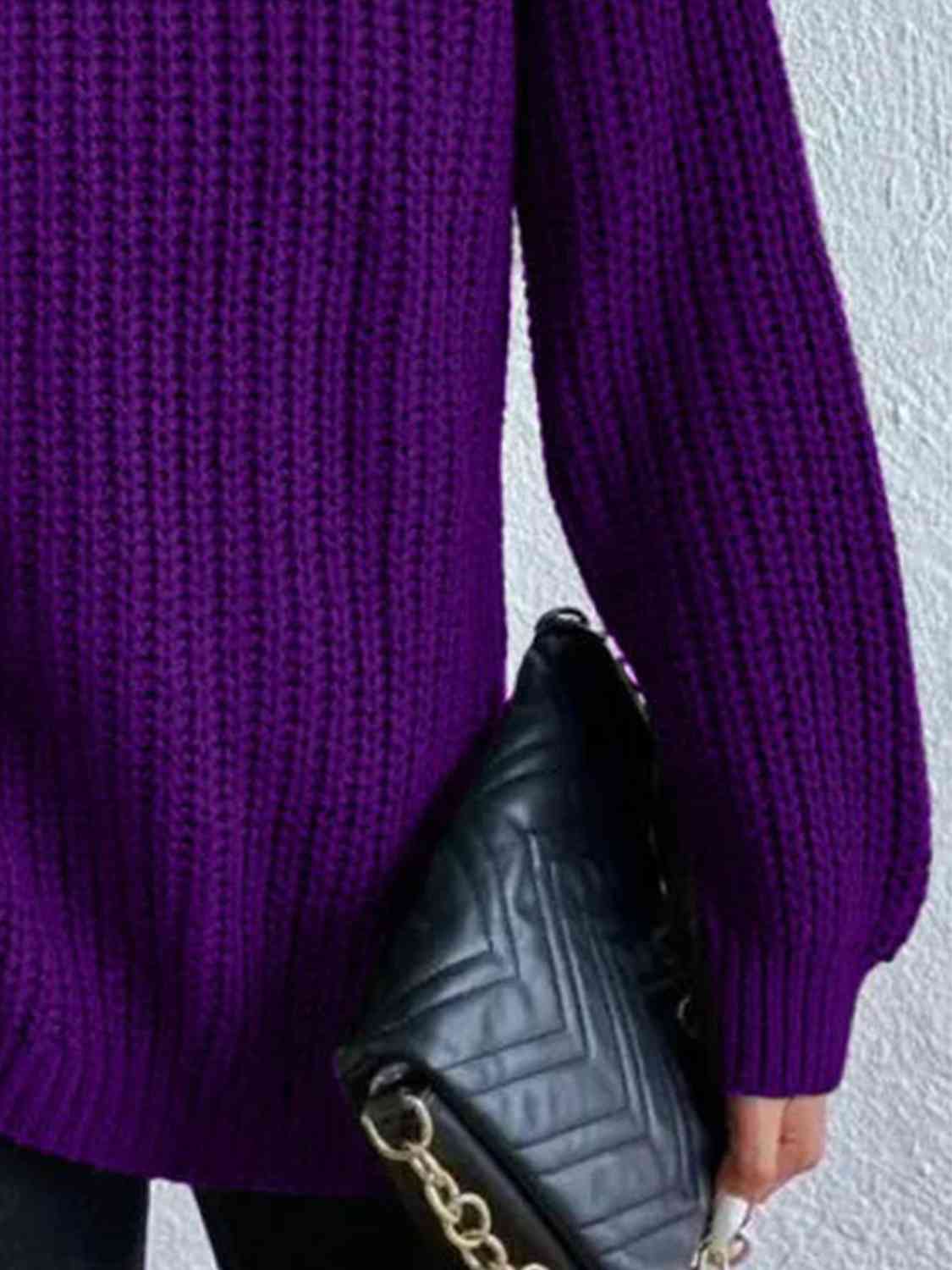 Turtleneck Rib-Knit Sweater | Violet