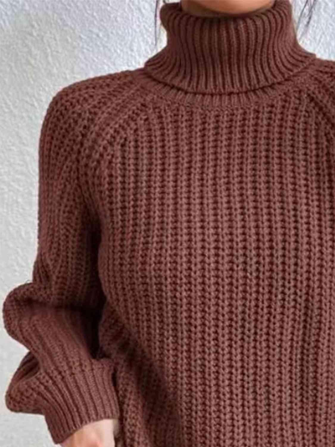 Turtleneck Rib-Knit Sweater | Burnt Umber