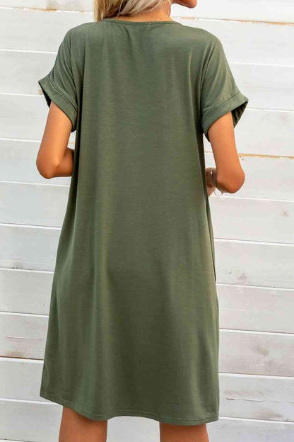 Short Sleeve Pocket Dress | Moss