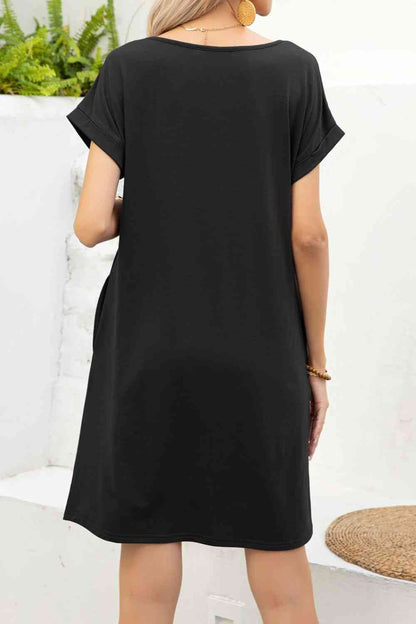 Short Sleeve Pocket Dress | Moss